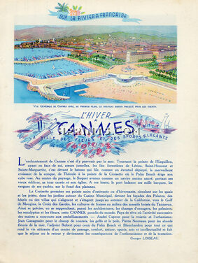 L'Hiver à Cannes, 1942 - Riviera Française Fashion Show Aux Ambassadeurs, Le Golf Cannes-Mandelieu, Regis Manset, Text by Georges Loiseau, A.Vagliano, Marquis de Rochechouart, Alice Chavane, 4 pages
