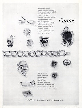 Cartier (Jewels) 1951 Novel Clips, coral duck, turtle amethyst