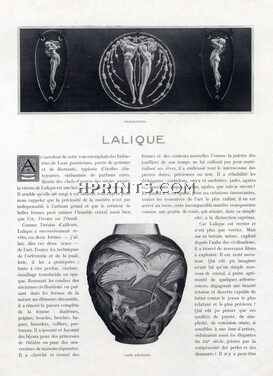 Lalique, 1923 - Crystal Pendentifs, Vase Archers...