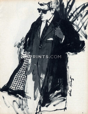 Aquascutum 1961 Coat for Man, Drawing Krakovitz