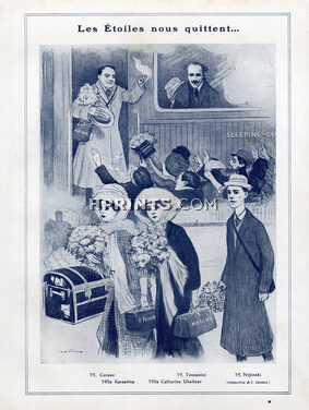 Cardona 1910 The Departure of the Russian Artists, Nijinsky, Caruso, Karsavina...