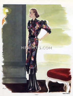 Nina Ricci 1935 Multicoloured Tunic, Japanese Style, Léon Benigni