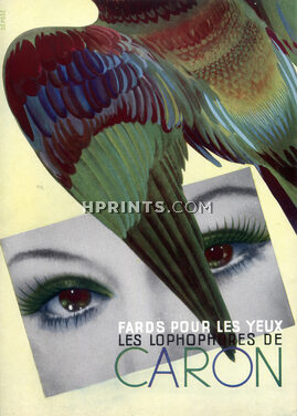 Caron (Cosmetics) 1937 Les Lophophores, Eye Make-up, Parrot