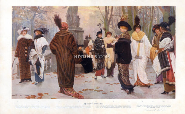 Revillon 1913 Fashion Illustration, J. Simont