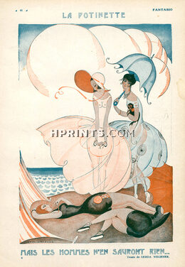La Potinette, 1921 - Gerda Wegener Bathing Beauties, Elegant Parisienne, Monkey Pet