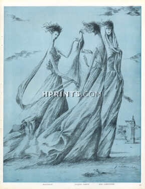 Giulio Coltellacci 1948 "Les fraîches mousselines de soie" Molyneux, Jacques Griffe, Mad Carpentier