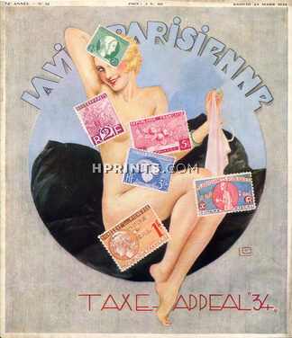 Georges Léonnec 1934 Postage Stamps,Taxe-Appeale, Nude