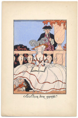 La Leçon bien apprise, 1919 - George Barbier La Guirlande, Pochoir, Music