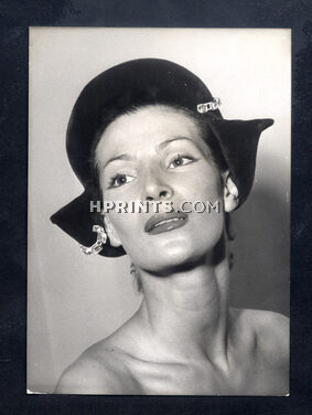Simone Cange 1950 Top Model Lucky, Sphinx, Original Press Photo Robert Cohen