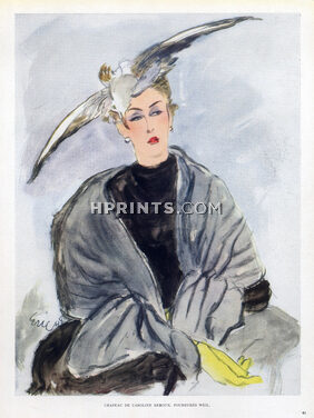 Caroline Reboux (Hat) & Weil (Fur) 1948 Eric (Carl Erickson)