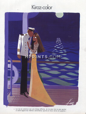 Edmond Kiraz 1973 Moonlight, Elegant Parisienne, Sailor, lovers