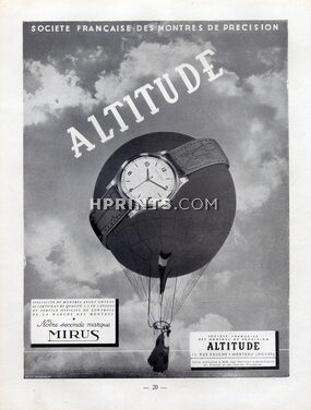 Altitude & Mirus (Watches) 1949 Société des Montres de Précision, Hot-air Balloon