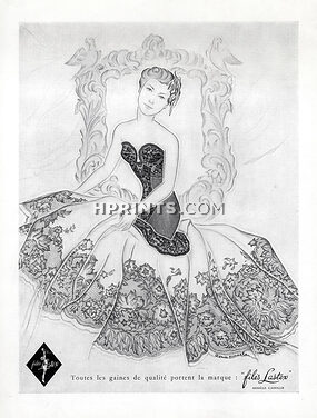 Cadolle (Lingerie) 1952 Corselette, Embroidery, Génia Minache
