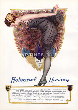 Holeproof (Stockings Hosiery) 1922 Babydoll, Negligee, Peacock