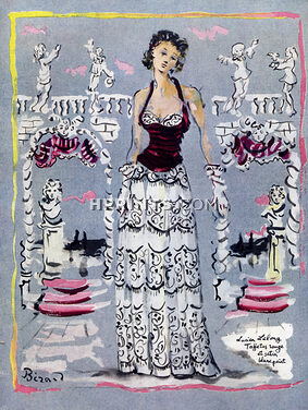 Lucien Lelong 1940 Evening Gown, Christian Bérard