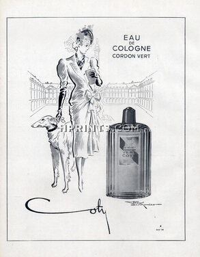 Coty (Perfumes) 1947 Cordon Vert, Henry Le Monnier, Greyhound