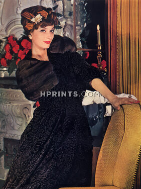 Weil 1957 Fur Coat, en Breitschwanz, Col en vison, Coiffure de Guillaume, Bijoux de Sterlé, Photo Henry Clarke