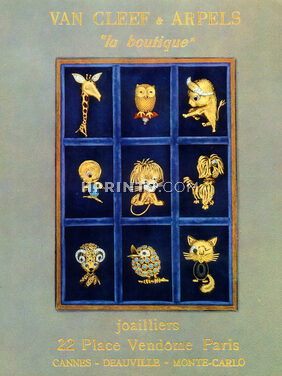 La Boutique Van Cleef & Arpels (Jewels) 1964 Bestiaire, Animals Clips, Photo Henri Glaeser