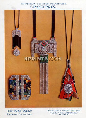 Dusausoy (Jewels) 1926 Pendants, Brooch, Art Deco Style