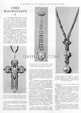 Chez Mauboussin, 1926 - Montre Chatelaine, Chain with Pearls, Cross Brilliants