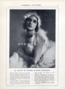 Anna Pavlova 1920 Russian Dancer, La Mort du Cygne, Portrait