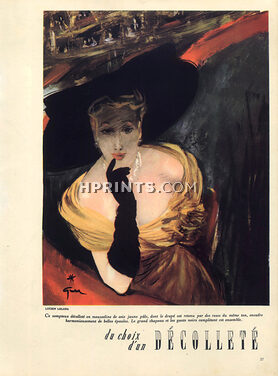 Lucien Lelong 1947 René Gruau Evening Gown
