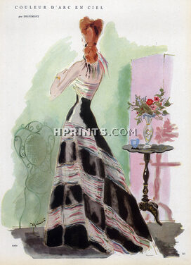 Grès 1946 Evening Gown, Dignimont Fashion Illustration