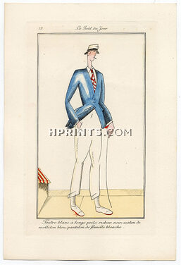 Le Goût du Jour 1920 N°13 J.E. Laboureur Man's Suit Pochoir