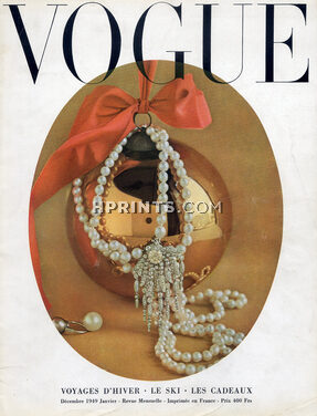 Vogue Cover 1949 Cartier, Pearls Necklace, Photo Rutledge