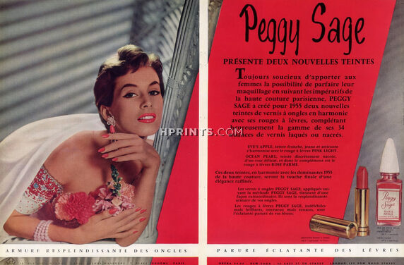 Peggy Sage (Cosmetics) 1955 Lipstick Nail Polish