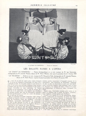 Les Ballets Russes à l'Opéra, 1920 - Russian Ballet Le Chant du Rossignol, Serge Grigorieff, Leonide Massine, Serge de Diaghilev, Texte par Jean Bernier, 4 pages