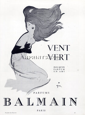 Pierre Balmain (Perfumes) 1962 Vent Vert, Mermaid, René Gruau