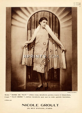 Nicole Groult (Couture) 1927 "Rose de Nuit" Photo Scaioni, Flapper fashion style the "Garçonne".