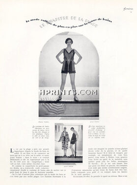 Le Chapitre de la Plage, 1929 - Tenue de bains (Swimwear) Patou, Hermès, Schiaparelli, d'Ahetze, Chantal, Photos Scaioni, 5 pages