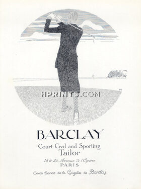 Barclay (Men's Clothing) 1926 Court Civil and Sporting Tailor, Bernard Boutet de Monvel, Golfer