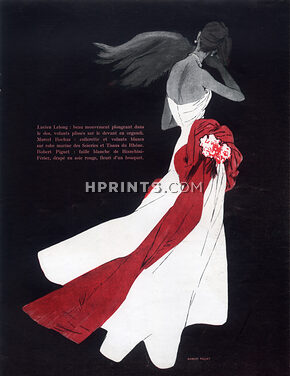 Robert Piguet 1948 René Gruau, Strapless Dress