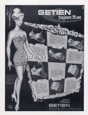 Getien (Lingerie) 1962 Girdle, Bra, Okley, Pin-up