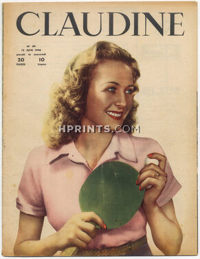 CLAUDINE Fashion Magazine 1946 N°49, Tennis de table, Ping Pong