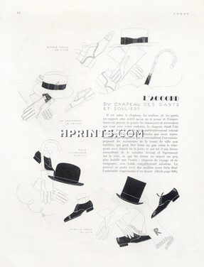 L'Accord du Chapeau, des Gants et Souliers, 1930 - Bernard Boutet de Monvel How to match hat, gloves and shoes, 2 pages