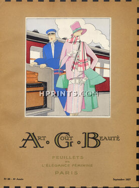 A.G.B (Art Goût Beauté) Cover 1927 Fashion Illustration For the Train Journey