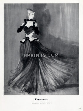 Carven 1947 René Gruau, Strapless Dress