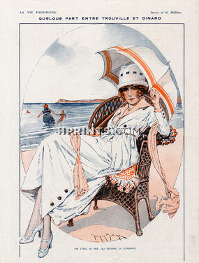 Maurice Millière 1918 Elegant On the beach between Trouville and Dinard