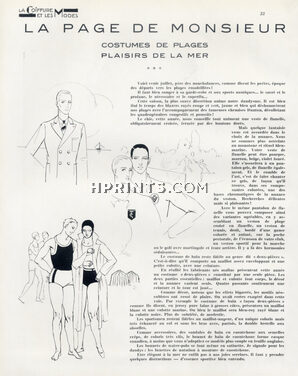 La Page de Monsieur - Costumes de Plages Plaisirs de la Mer, 1930 - Luc Men's Clothing, Swimwear, Texte par Pierre de Trévières, 2 pages