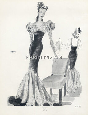 Worth (Couture) 1939 Schompré, Evening Gown