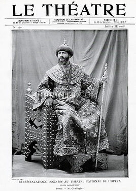 Boris Godounow 1908 Moussorgsky, Rimski-Korsakov, Serge De Diaghilev, Chaliapine, Alexandre Benois, Golovine, Bilibine,, 8 pages
