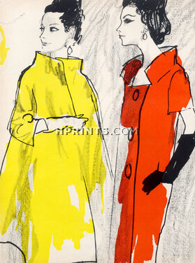 René Bouché 1962 Cotton Ottoman, Crêpe... Miss Bergdorf Goodman, Galey & Lord... 4 illustrated Pages, 4 pages