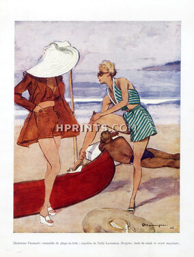 Madeleine Vramant & Bruyère 1946 Ensemble de Plage, Bain de soleil & Short, Pierre Mourgue