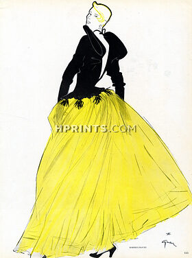 Robert Piguet 1949 René Gruau, Evening Gown