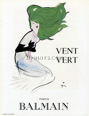 Pierre Balmain (Perfumes) 1952 Vent Vert, Mermaid, René Gruau