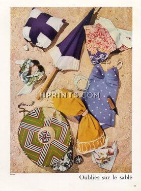 Hermès (Swimwear) Marcel Rochas, Jean Barthet, Calixte, Molyneux 1948 Beach Bag, Parasol